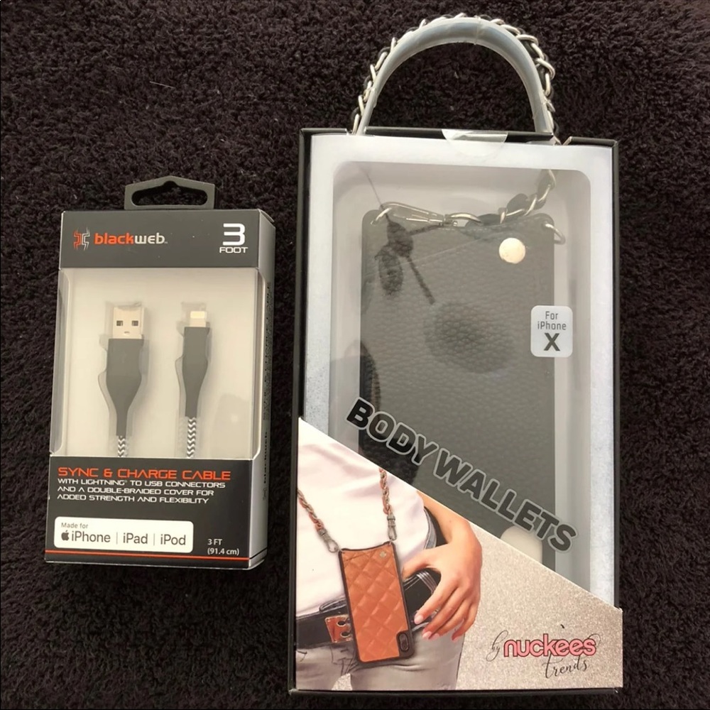 Nuckees Black Vegan Leather Crossbody Body Wallet